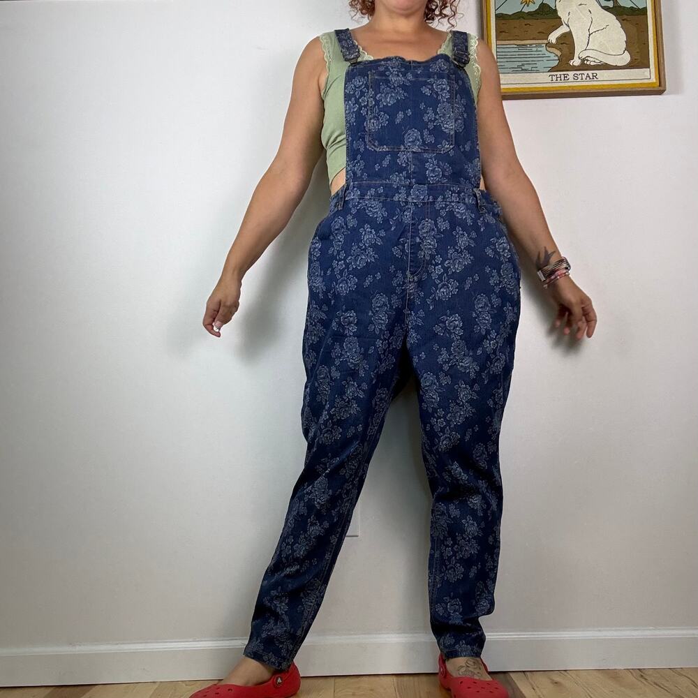 Modcloth floral overalls skinny leg 1X